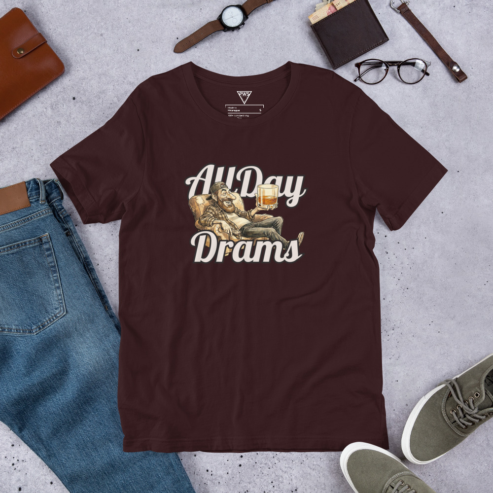 "All Day Drams" T-Shirt | Soft Cotton Whisky Graphic Tee - Image 4