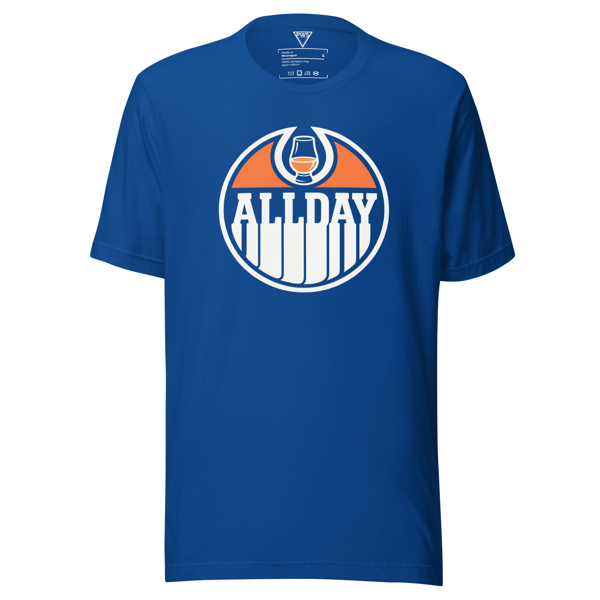 "All Day Drams" Edmonton T-Shirt | Blue & Orange Whisky Tee | Hockey Fan Gear